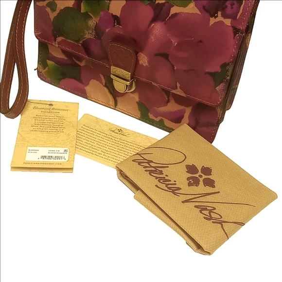 🆕 PATRICIA NASH "BLOOM ROMANCE" BROWN LEATHER CROSSBODY BAG WITH FLORAL DESIGNS - Picture 12 of 14